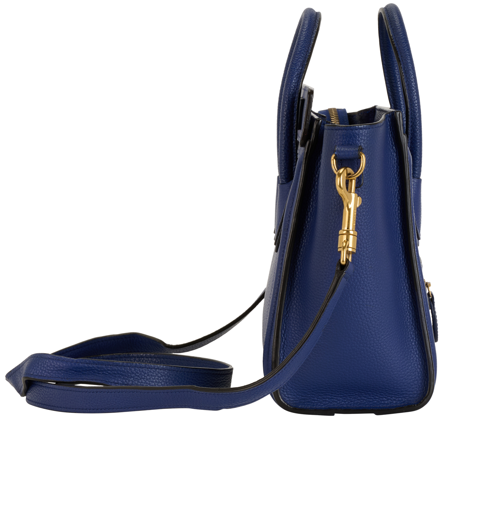 Nano Luggage Tote, &pound;650, Handbags, Blue, Leather, Side view